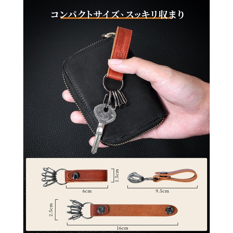 Kawaoto Men's Pueblo Leather Key Holder, Genuine Leather, 4 Hooks,