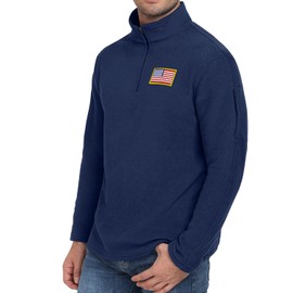 NUOKESASI USA Flag Graphic sweatshirt for men,American Patriotic 1/4 Zip Long Sleeve Pullover with shoulder pocket Navy Blue-M