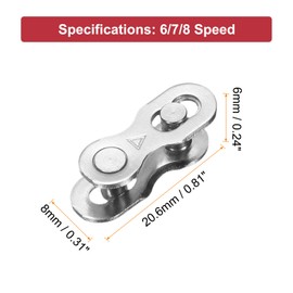 HARFINGTON 8pcs Bicycle Missing Link 6/7/8 Speed Reusable Steel Bicycle Chain Link Connector Quick Link Bicycle Chain Coupling for Mountain Bikes Road Bicycle Chain Replacement, Silver