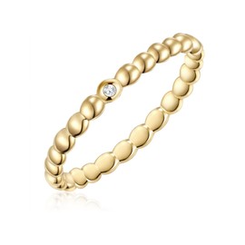 Glanzstücke München Women's Ring 925 Sterling Silver Yellow Gold-Plated 18 Carat Zirconia White Silver Ring, Silver, Cubic Zirconia