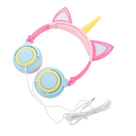 COHEALI 1Pc Unicorn Headset for Glowing Over Ear Headphones with Cartoon Design Lightweight Flexible Compatible with Smartphone Tablet Computer Present