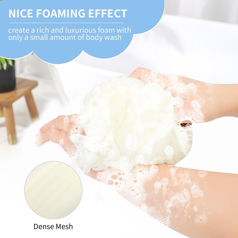 Toplive 2Pcs Bath Shower Loofah Sponge,Long Stretch Back Sponge Exfoliating
