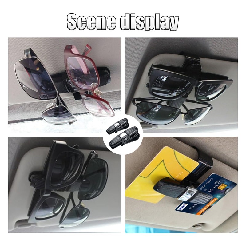 2PCS Glasses Holders for Car Sun Visor, Glasses Clip Organizer,