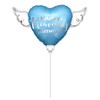 Happy Heavenly Blue Birthday Balloons Heart Shaped with angel wings