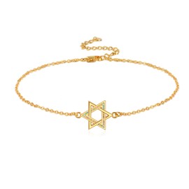 URONE Star of David bracelet 925 Sterling Silver bracelet Jewelry White Gold Plated Women Necklace Mother's Day Gift for Women, Sterling Silver, no gemstone