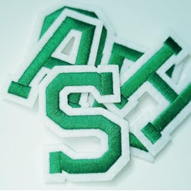 bfuee Iron on Letter Patches 52 Pieces,Green Letter Patches Alphabet Embroidered Patch A-Z,for Hats Shirts Jeans Bags (Green52)