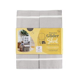 Glider Skirt, Universal Fit Safety Skirt for Glider Chair and Ottoman for Nursery, Baby Proofing Pinch Guard, Glider Chair and Ottoman Sold Separately, Striped Mineral Grey Color