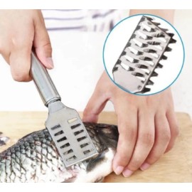 TIKA Stainless Steel Fish Scaler Brush - Efficient Scales Scraper, Skin Remover Tool