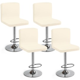 Bar Stool Slipcovers, Pack of 4, Bar Stool Chair Covers, Stretch Chair Cover with Backrest, Bar Stool Covers, Washable Dining Room Chair Covers, High Bar Stool Chair Covers for Bar Counter (Cream