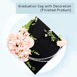 GraduationMall Matte Graduation Cap with Pink Flower Decoration for High School & Bachelor Adult Graduation Gifts