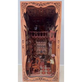 Book Nook Kit with LED Light, Bookshelf Insert Decor DIY Miniature Diorama