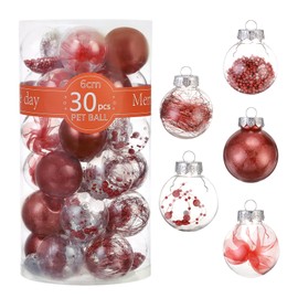 QUARKZMAN Christmas Baubles Christmas Tree Decoration Balls Red 2.4 Inches / 6 cm for Decoration Wedding Holiday Christmas Decoration Pack of 30