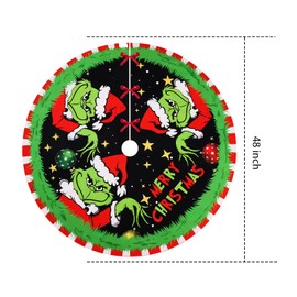 Christmas Tree Skirt Christmas Decorations Soft Red Green Christmas Decor Mat for Xmas Holiday Decorations 48"
