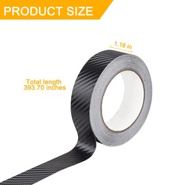 KHGUZ Carbon Fiber Car Tape Roll, 32Ft Air-Release Vehicle Adhesive Wrap Strip, Anti-Scratch Automotive Detailing Protective Tape Sticker Accessories, Universal for SUV, Sedan, Truck (32FT X 1.18in)