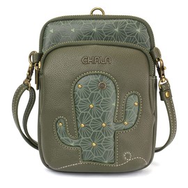 CHALA UNI Cellphone Xbody - Womens RFID Protected Faux Leather Crossbody Bag with Adjustable Strap - Cactus - olive