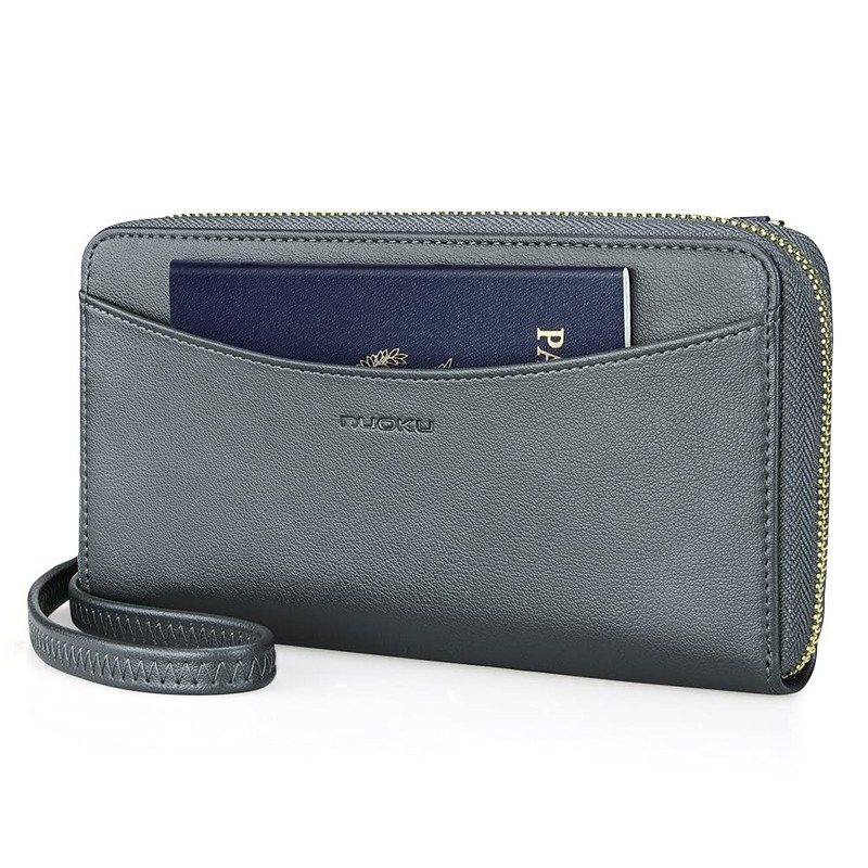 nuoku Womens RFID Wallet Purse Wristlet Crossbody Clutch with Zip