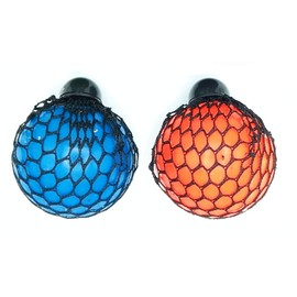 Set of 2 - 3" Bubble Mesh Balls - Squishy Fidget Ball with Web Netting - Stress Ball Color Changing Blobs - Sensory, Fidget Toy- Gooey Squish Bubble Popping OT (Set of 2 Random Color Balls)