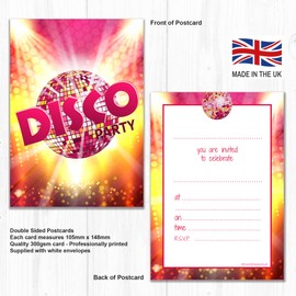 Olivia Samuel 20 x Disco Party Invites from A6 Double Sided Cards with Envelopes