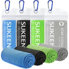 Sukeen 4pack Cooling Towel 40"x12" For Neck And Face Soft & Breathable Chilly Sports