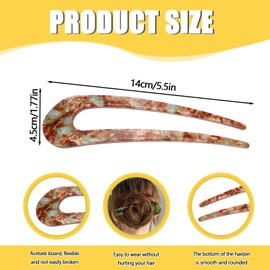 5 Pieces U Shaped Hair Pins for Buns, Large Bobby Pins Hair Pins for Thick Hair Extra Hold, French Hair Pin Bobby Pins Brown Hair Hair Pins for Women, French Twist Hair Tool (5)