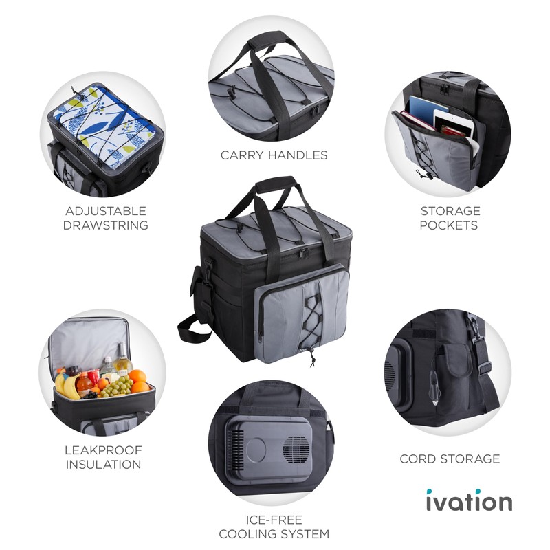 Ivation Portable Electric Cooler Bag | 18L Soft Sided Thermoelectric