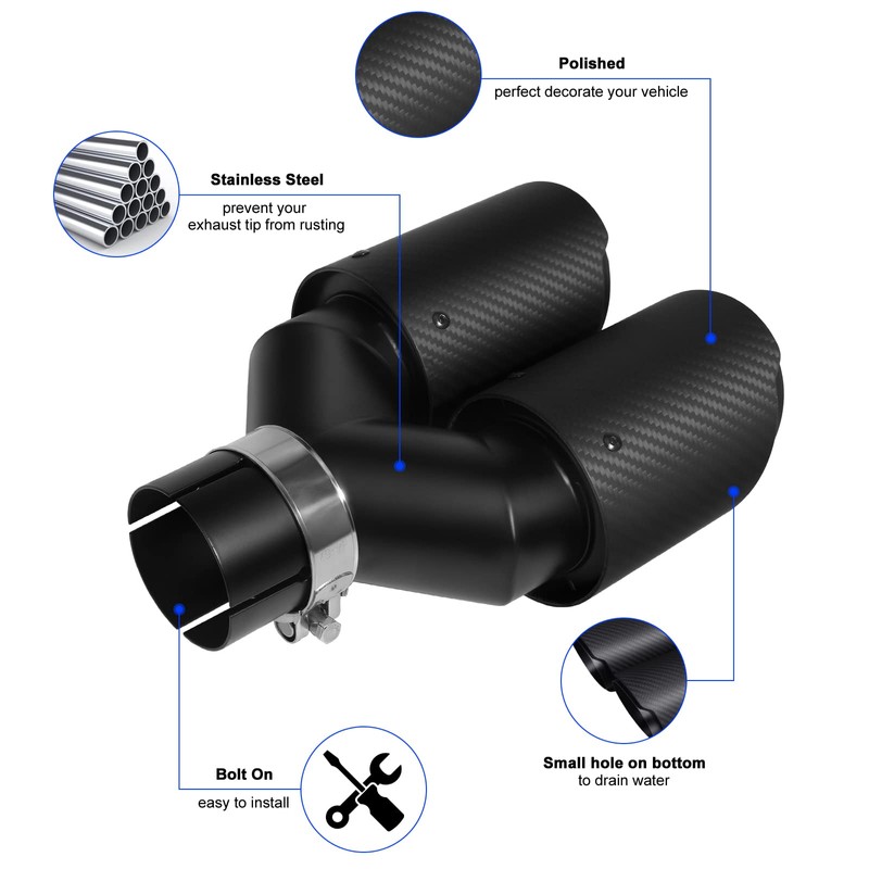 Vechkom 2.5 "Inlet to 3.5" Outlet Exhaust Tip 7.48'' overall