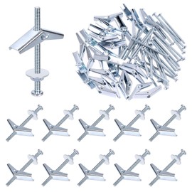 Tanstic 30 Sets 1/8 Inch Toggle Bolt and Wing Nut Assortment Kit, Butterfly Toggle Anchors with Wing Nuts, Hex Nuts, Washers, Hollow Drywall Anchors and Screws for Drywall