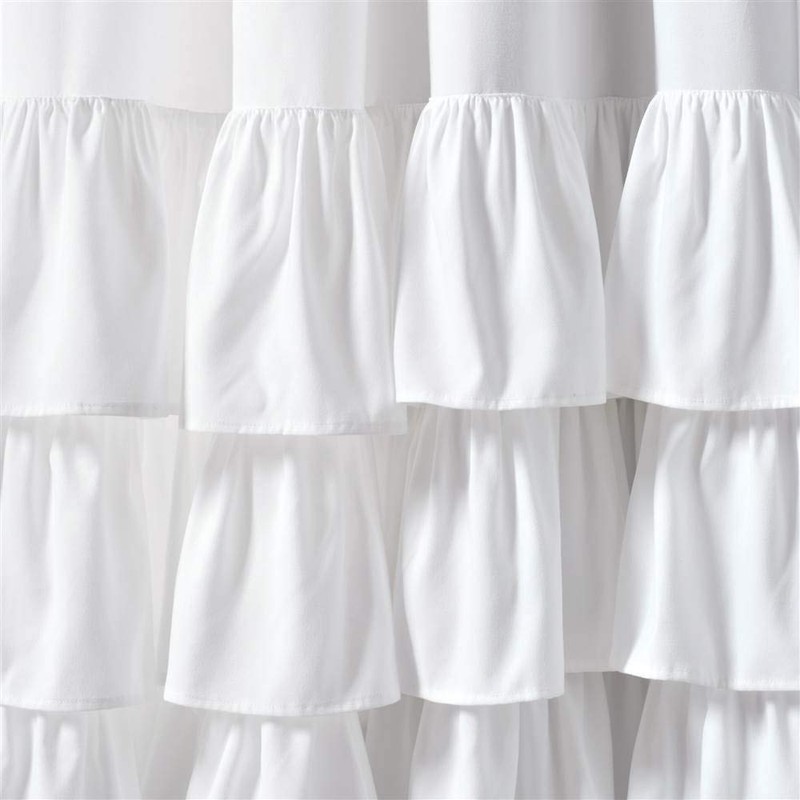 Lush Decor, White Allison Ruffle Curtains Window Panel Set for