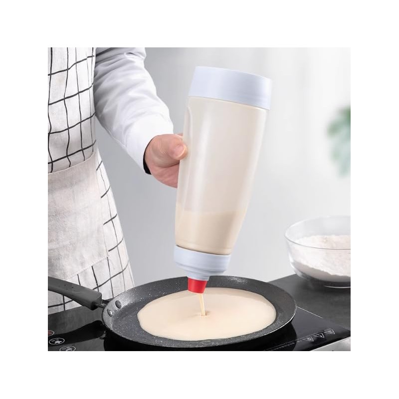 Pancake Batter Mixer Bottle Dispenser with Whisk Ball