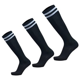 Mayachiu 3 Pairs Soccer Futsal Rugby Socks, Men's, Soccer Socks, Adults, Children, Sports, Solid, Juniors, Kids, Black