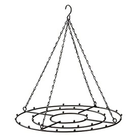 Spetebo Decorative Hanging Wreath - Diameter 33 cm / Black - with Chain for Hanging - Ceiling Hanger Metal Wreath Ceiling Wreath for Decorating