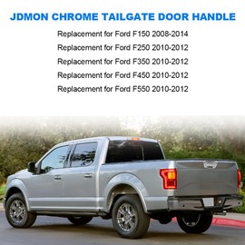 JDMON Chrome Tailgate Door Handle W/Rear Camera Hole Replacement for Ford F150 Lobo 2004-2014, F250 F350 F450 F550 Super Duty 2008-2016 Exterior Rear Lift Gate Latch Handle Replacement for 81076