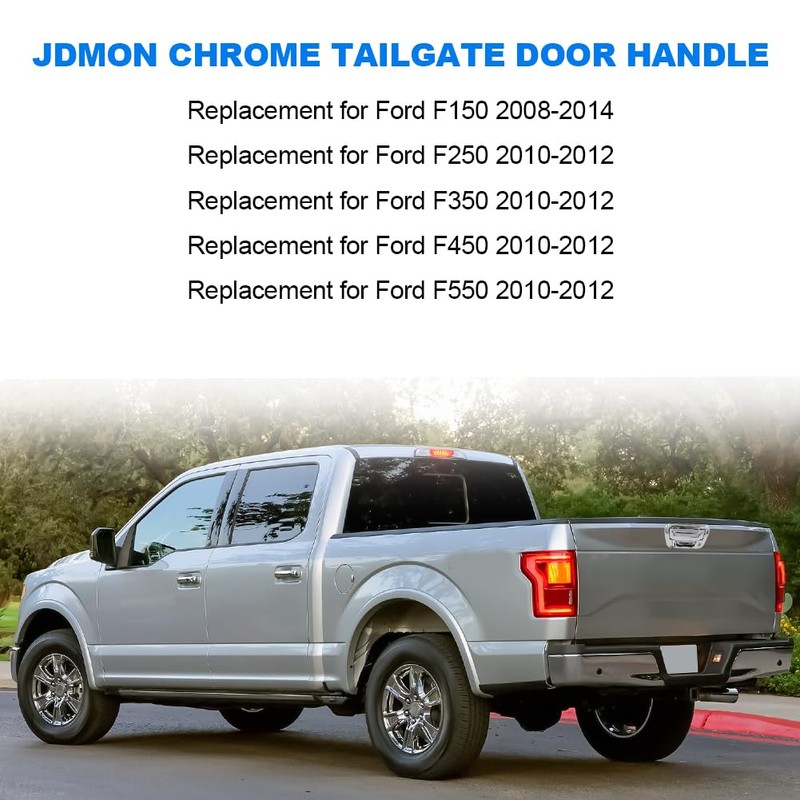 JDMON Chrome Tailgate Door Handle W/Rear Camera Hole Replacement for