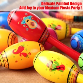 Yunsailing 24 Pcs Mini Wooden Fiesta Maracas 6 Designs Noisemaker for Mexican Fiesta, Mexican Party Supplies, Cinco De Mayo Party Favors, Carnivals, Musical Fun, Birthday Party, Taco Tuesday
