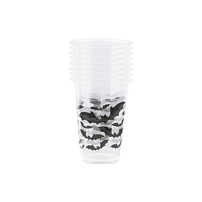 Unique Black Bats Plastic Party Cups - 16oz | Clear