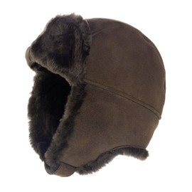 Harrys-Collection Women's Men's Pilot Hat Aviator Hat Made of Finest Merino Lambskin 3 Colours, dark brown