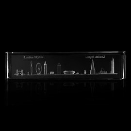 LILAJ 3D Laser Engraved Skyline Crystal Art Glass Ornament – Including Tower Bridge, Big Ben and More – Iconic London Landmarks Figurine Gift – Perfect Home Decor, Collectible British Souvenir