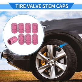 VekAuto 8 Pcs Tire Valve Stem Caps, 10x17MM Car Wheel Valve Cap Universal for Car Bike Motorcycle Anti Crash Aluminum Alloy Pink Tyre Valve Stem Cover Valve Dust Cap Tire Valve Cap