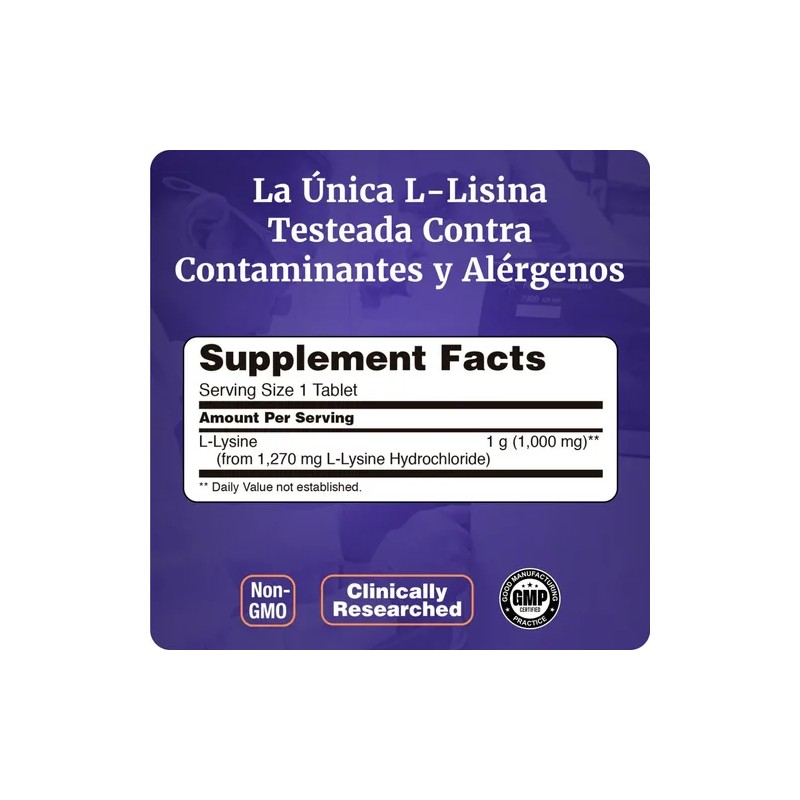 L-lisina 1000mg Poderoso Aminoácido 100 Tabletas