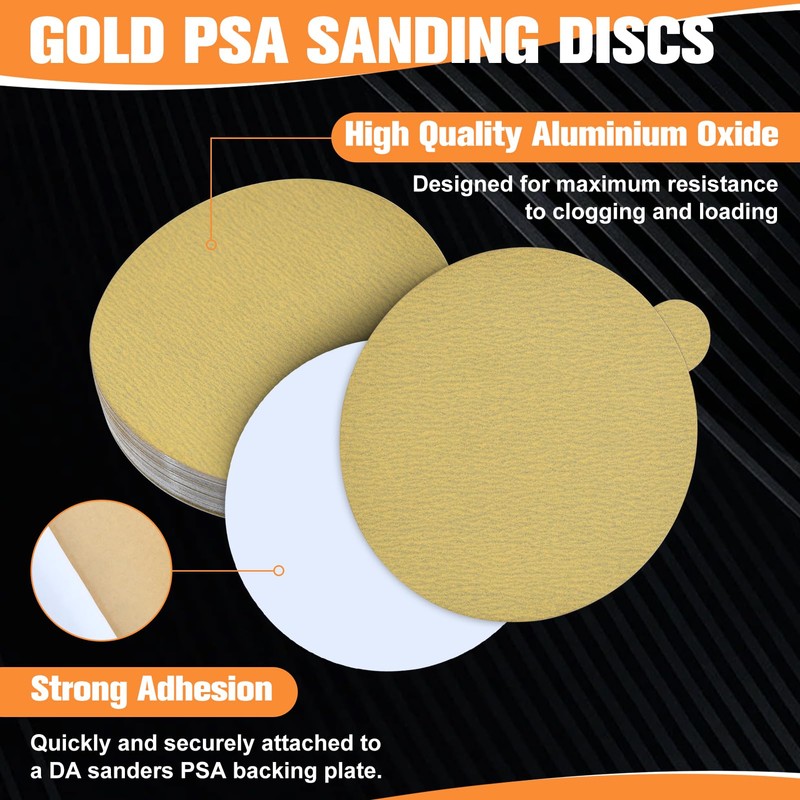 SPEEDWOX 50PCS 6" Gold PSA Sanding Discs, 320 Grit Aluminium