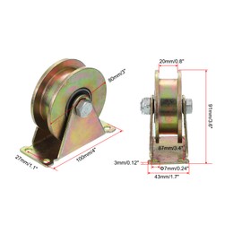 PATIKIL 3" Groove Wheel, H-Type Groove Wheel Caster for Rolling Gate Industrial Machines Wire Rope Rail, Loading Capacity 661 Lbs