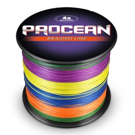 Procean 100% PE 4 & 8 Strands Braided Fishing Line, 6-300 LB Sensitive Braided Lines, Super Performance and Cost-Effective (Multi-Color, 20LB(9.0Kg) 0.20mm-1093Yds)