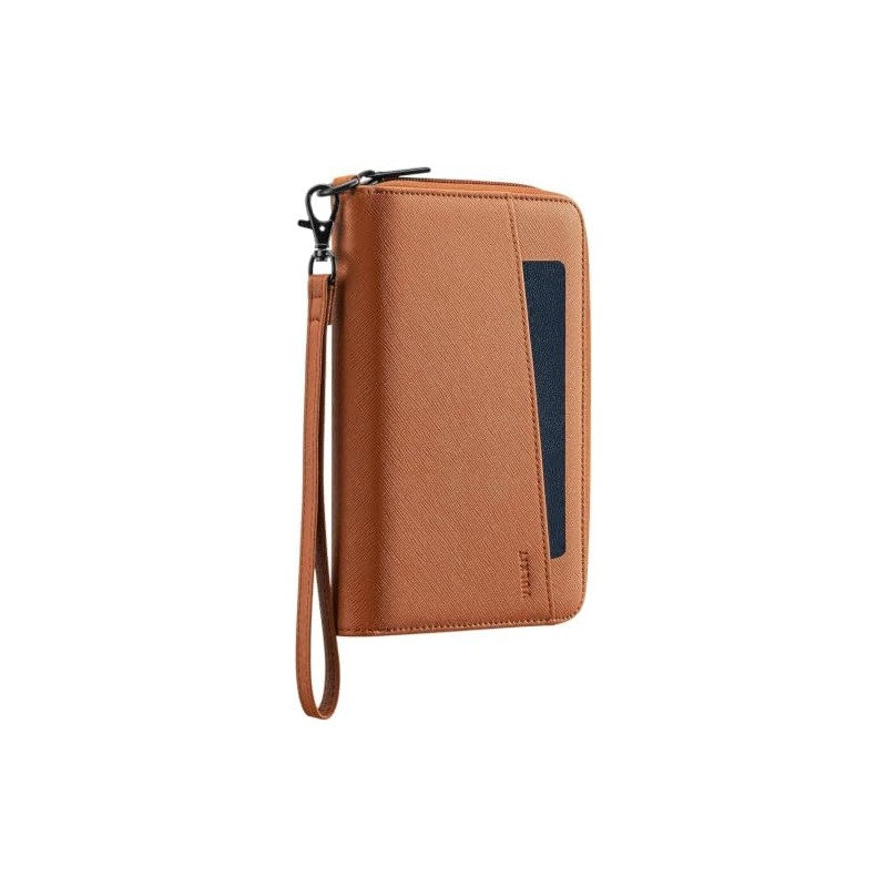 VULKIT Porta Pasaporte de Cuero con Bloqueo RFID y Correa