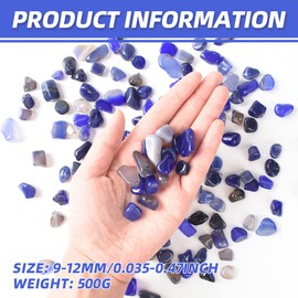 HUIANER 1LB Blue Agate Stone Assorted Tumbled Stones for Vase Filler Aquarium Decor Garden Decoration
