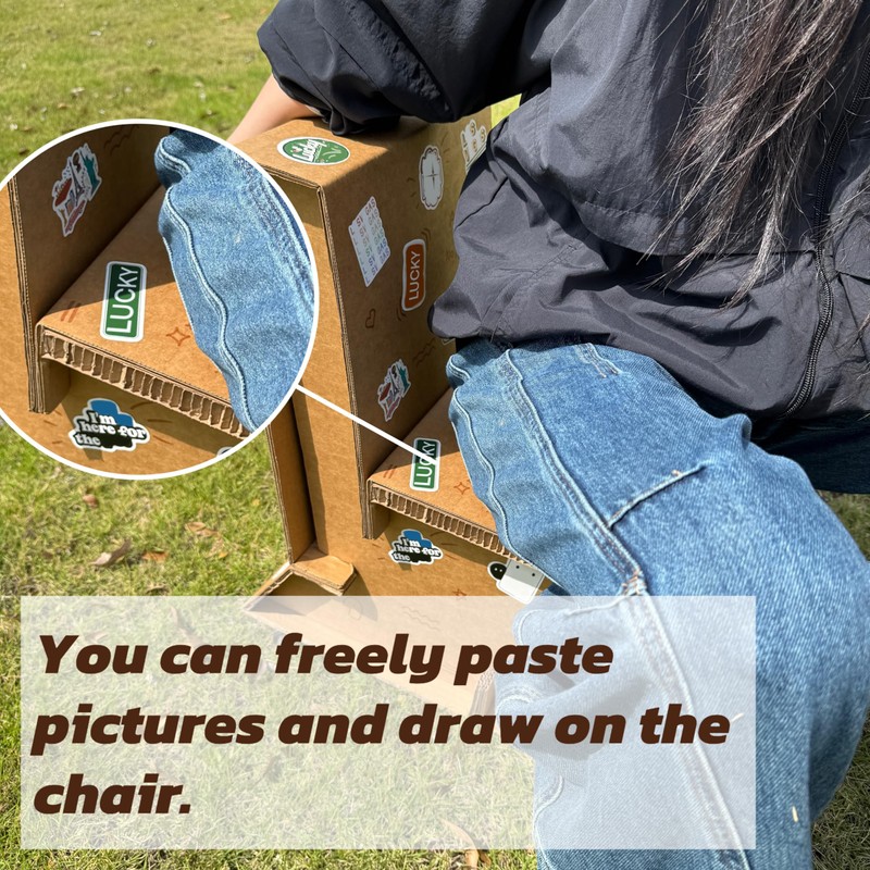 Mini Cardboard Chair - 11.8" Deep Seat, DIY Decoratable, Tool-Free