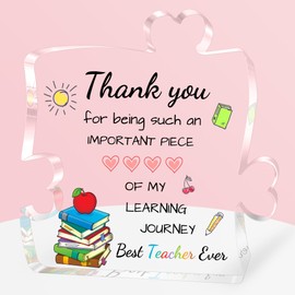 Teacher Gifts,Teacher Appreciation Gifts, Best Gift for Teachers,Suitable for Women, Men, Graduation, Christmas, Thanksgiving, Counselor Appreciation Gift,Engraved Acrylic Puzzle Piece 3.9 x 3.9 In