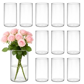 Glass Cylinder Vase for Flowers, 12 Set of 6in Tall Vases for Table Centerpieces, Clear Bud Vases for Wedding Decor, Floating Candle, Home Décor