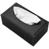 Uandhome Leather Tissue Box, Black Rectangle Tissue Paper Holder Box