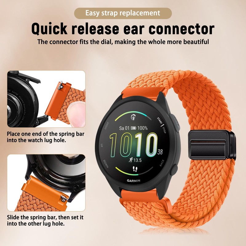 YealRed 20mm Nylon Strap Compatible with Garmin Forerunner 570 42mm
