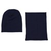 Alkato Unisex Beanie Hat and Scarf Set Plain, darkblue